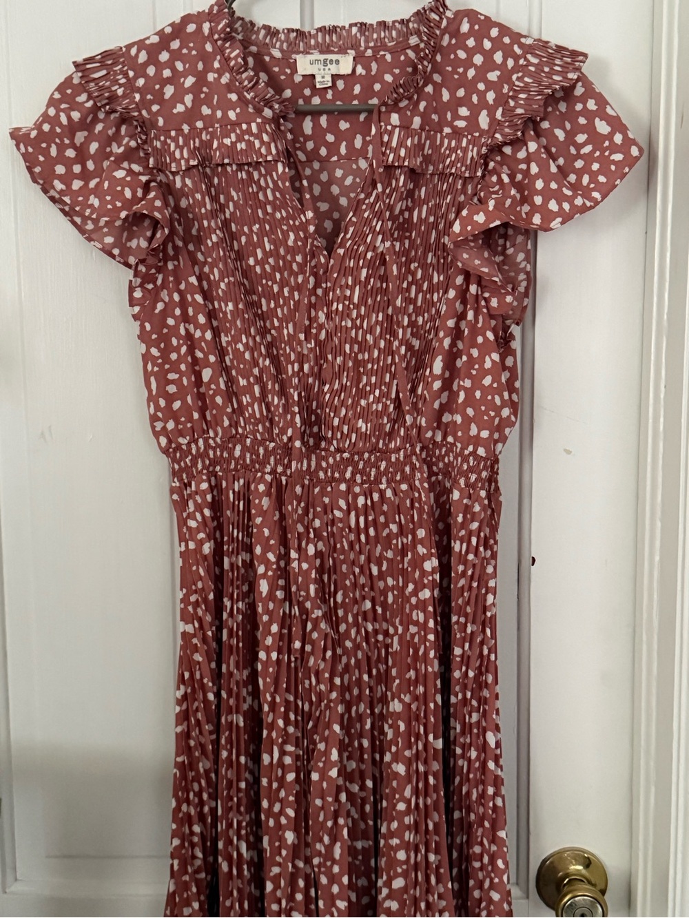 Umgee Dusty Rose Printed Ruffle Maxi Dress